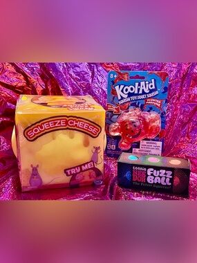 SQUEEZE CHEESE ! NEEDOH TEENIE FUZZ BALL ! Kool-Aid Scented Squishy Toy !